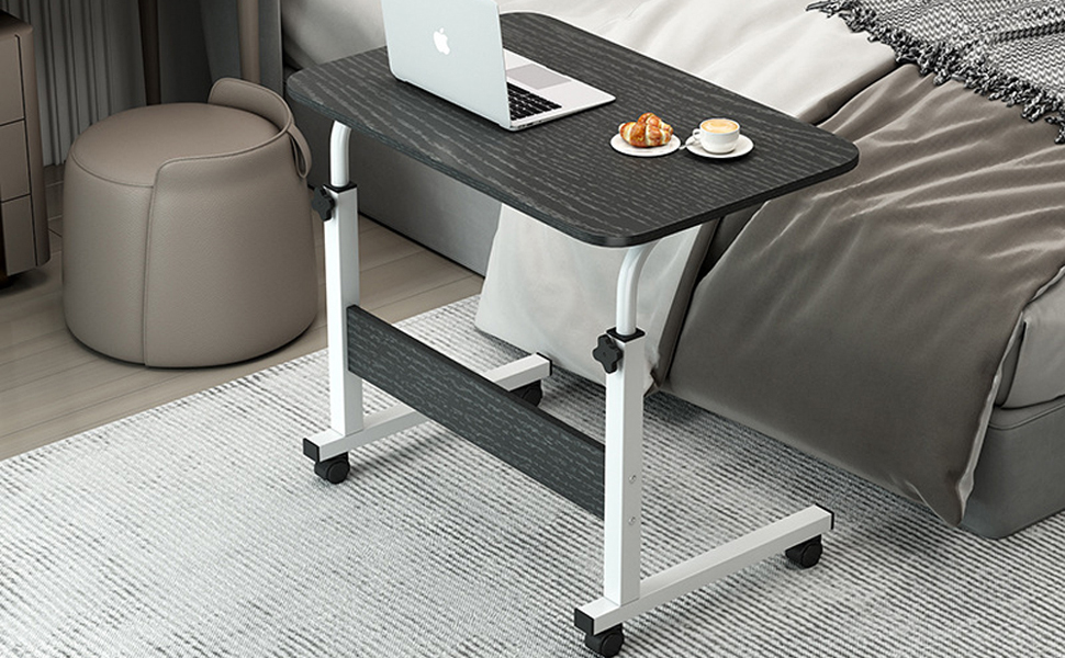 Aduyiuce Adjustable Couch Desk Laptop table with Wheels TV Tray Tables Mobile Desk Rolling Table