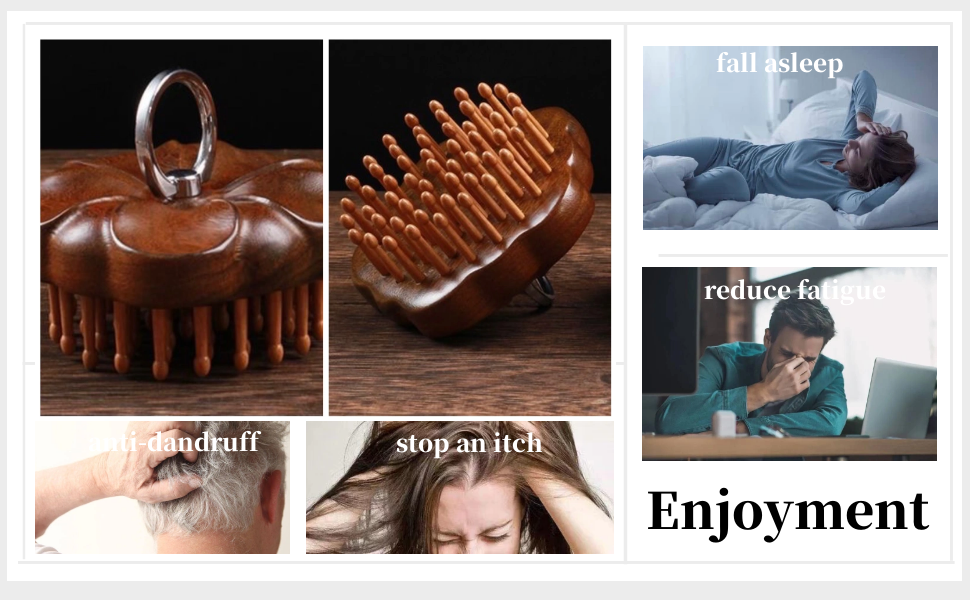 54teeth head massage comb wooden scalp massager hair