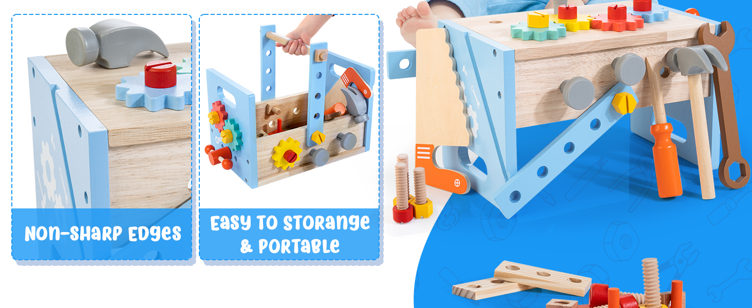 Bravmate Wooden Tool Set for Kids 25 Years Old 38pcs