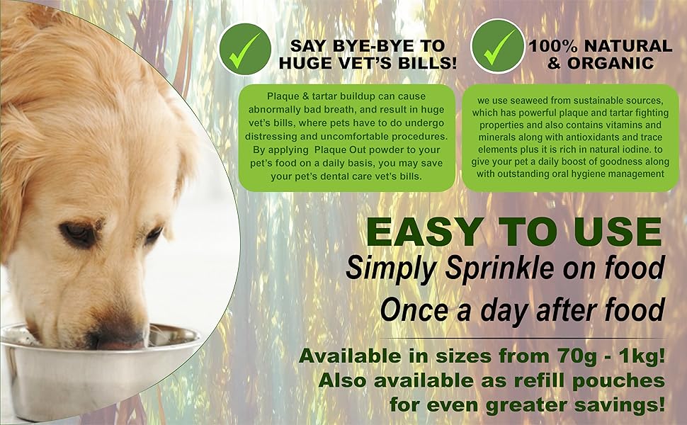 PLAQUE OUT 200G Resealable Pouch Tartar Plaque Off Remover, 100% Natural & Organic - Bad Breath Teeth Gum Care for Dogs, Cats 13 2