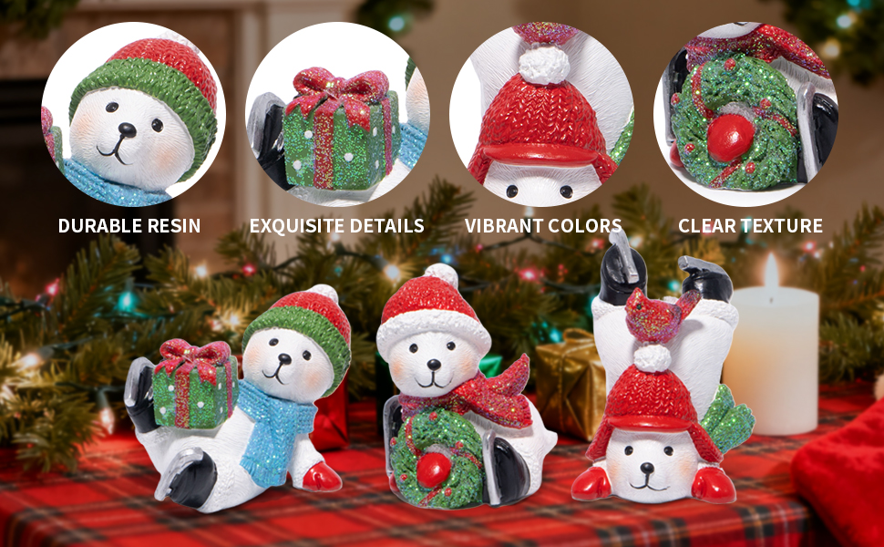 Hodao Christmas Polar Bear Figurines