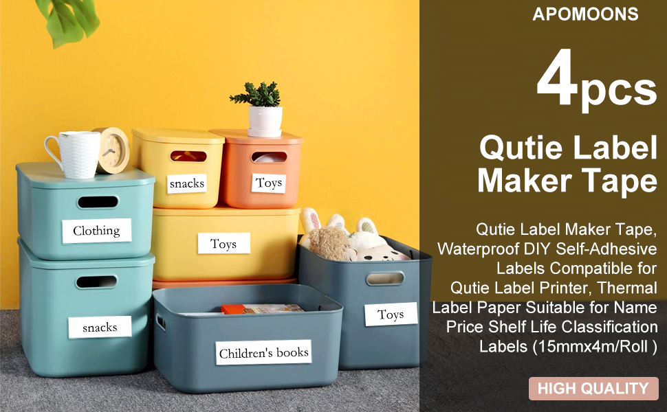 Qutie Label Maker Tape, Waterproof DIY SelfAdhesive Labels Compatible for Qutie Label Printer