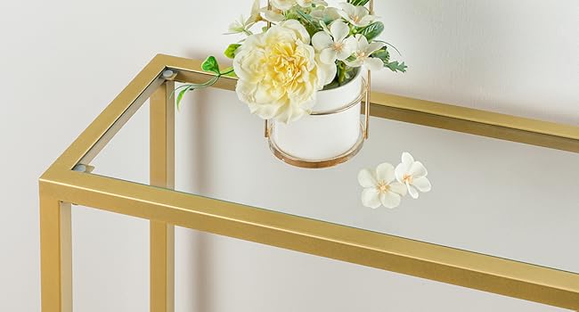 テーブル　　ゴールド Amazon.com: Golden Console Table, 39.37” Entryway Table with