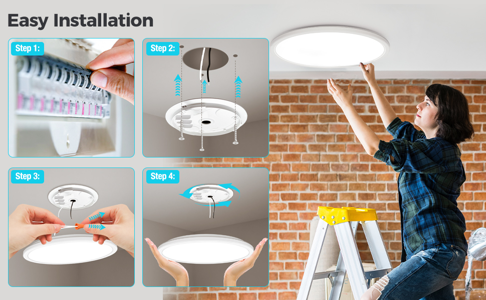 libtit 13 Inch Flush Mount Ceiling Light, 28W 3200LM Bright LED Light