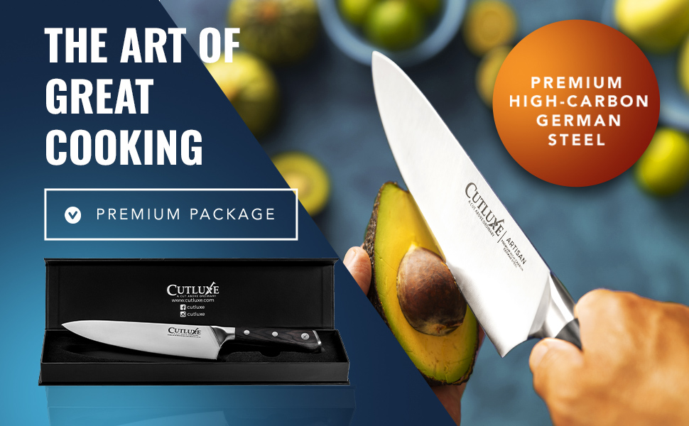 Cutluxe Chef Knife 8" – German High Carbon Steel Kitchen Knife, Full Tang