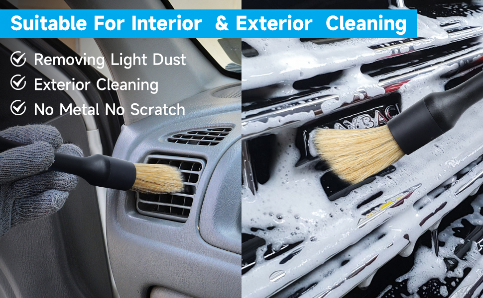 Gecotiti 9 Pcs Car Detailing Brush Set No Scratch for Clean Interior or Exterior