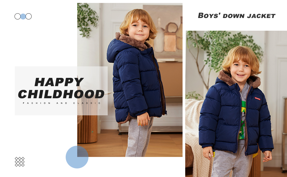 Kids Boys Girls Hooded Down Coat