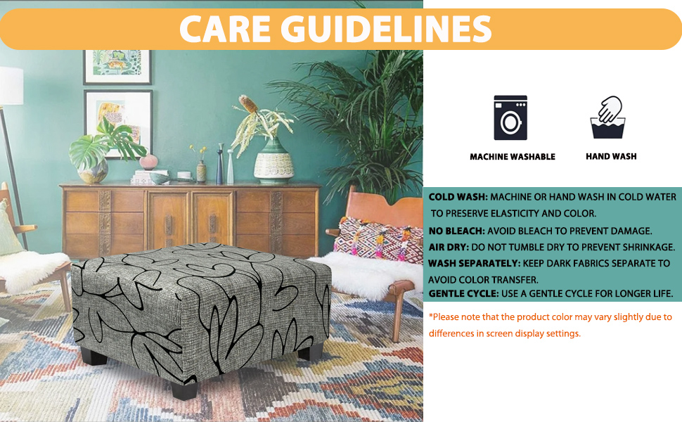 Lotus ottoman cover care instruction