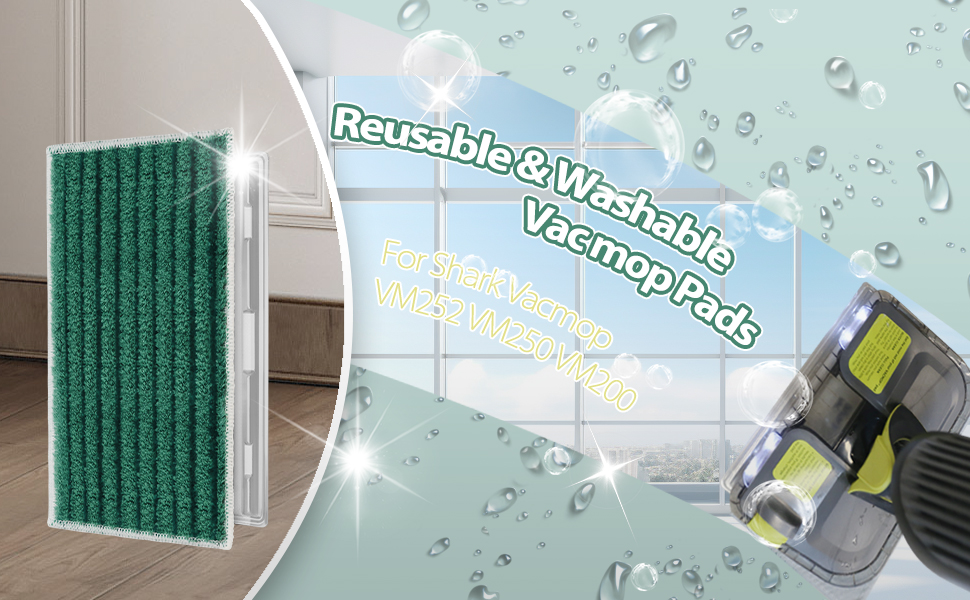 4Pack Reusable Mop Pad Refills Compatible with Shark VACMOP VM252 VM250 VM200 VC205