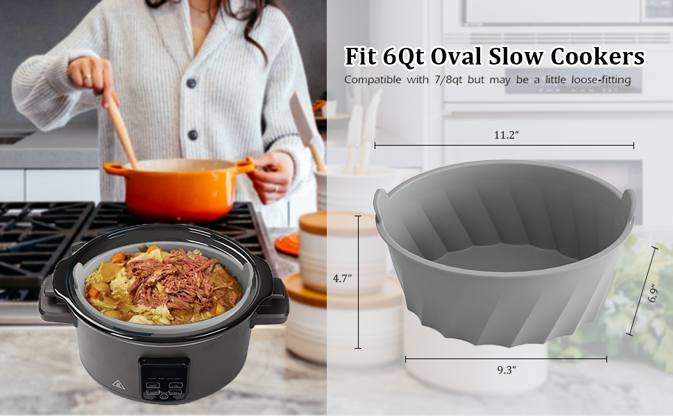 Silicone Crock Pot Liner for 6 Quart Reusable Slow Cooker