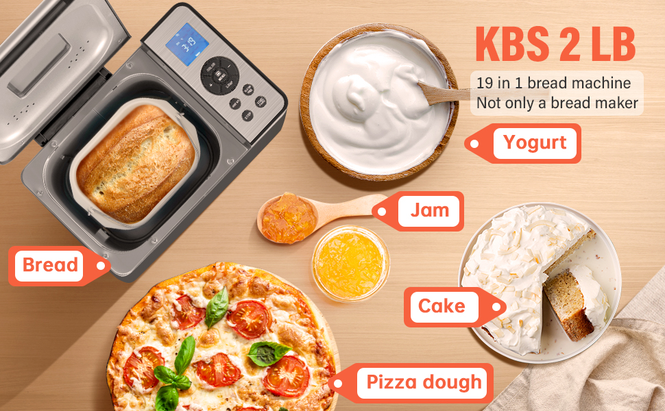 KBS 19in1 Bread Maker, 650W Automatic Bread Machine Stainless Steel with Ceramic
