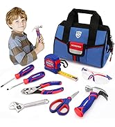 WORKPRO 9-Piece Kids Real Hand Tool Set, Blue Junior Tool Kit with Storage Bag for Boys, Girls, C...