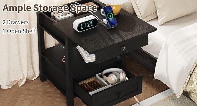 bedside table with drawers