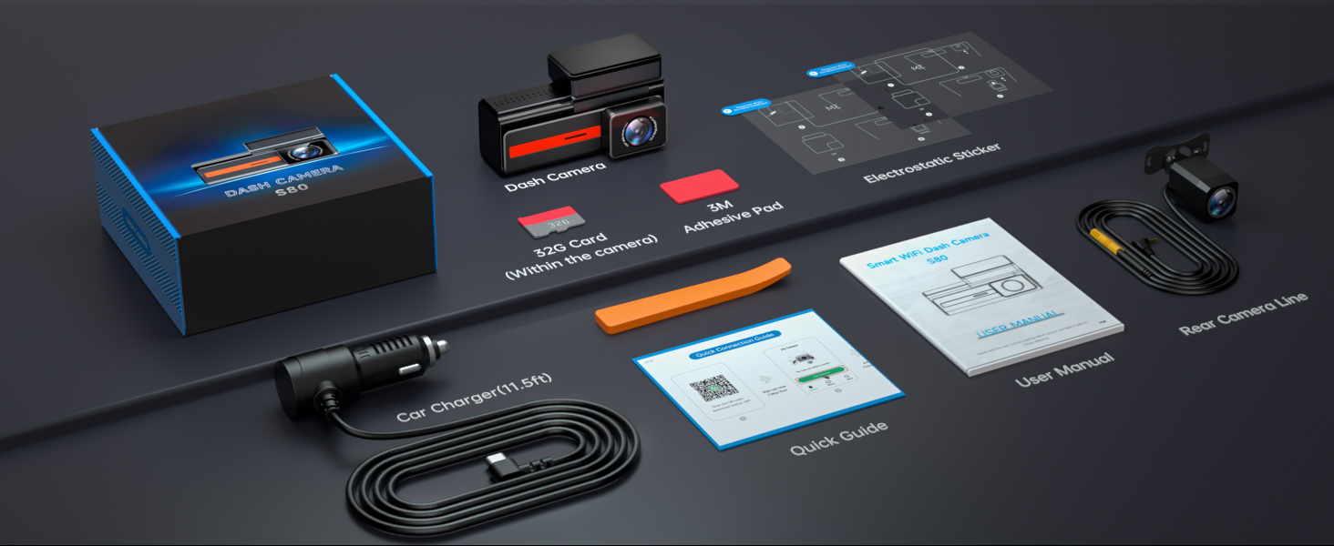 veement s80 dash cam 4k front and rear