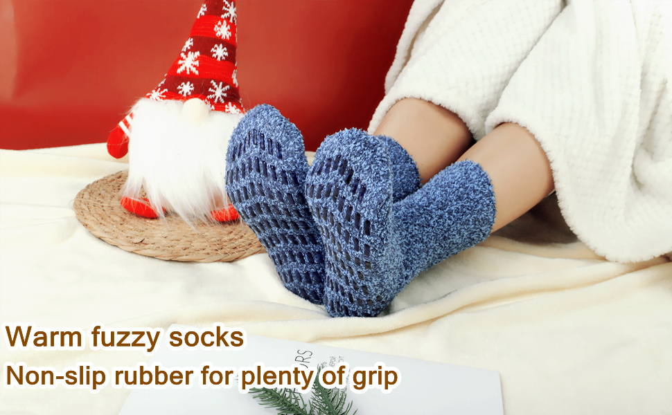 Womens Fuzzy Socks Non Slip Tender Heat Fluffy Socks with Grips Cozy Plush Hospital Slipper Socks 10 2
