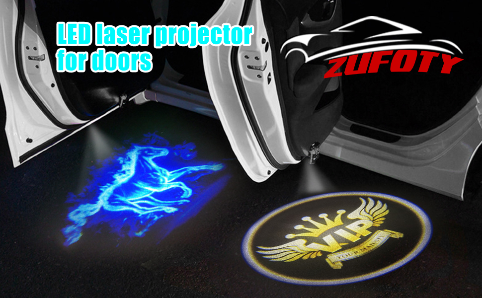 2PCS Car Door Projector Lights, Car Door LED Logo Projector, Wireless Courtesy LED