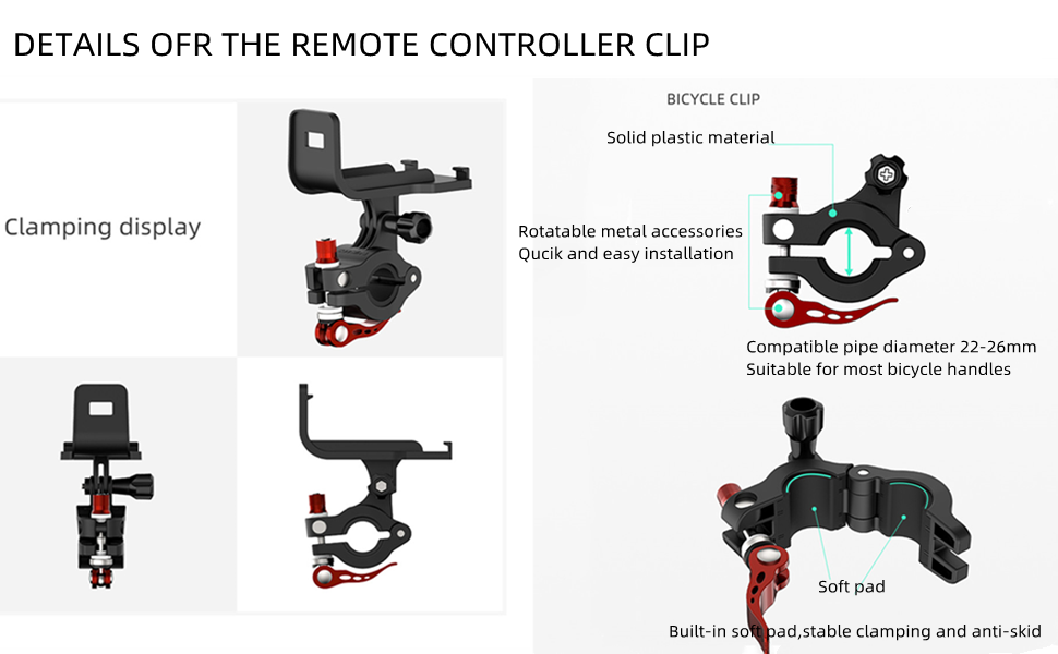 Bicycle Remote Control Mount Bike Clip RC Holder for DJI Mavic 3