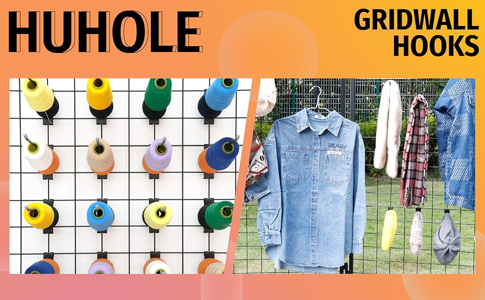 HUHOLE Gridwall Hooks 12 Inch, Black Grid Wall Hook for