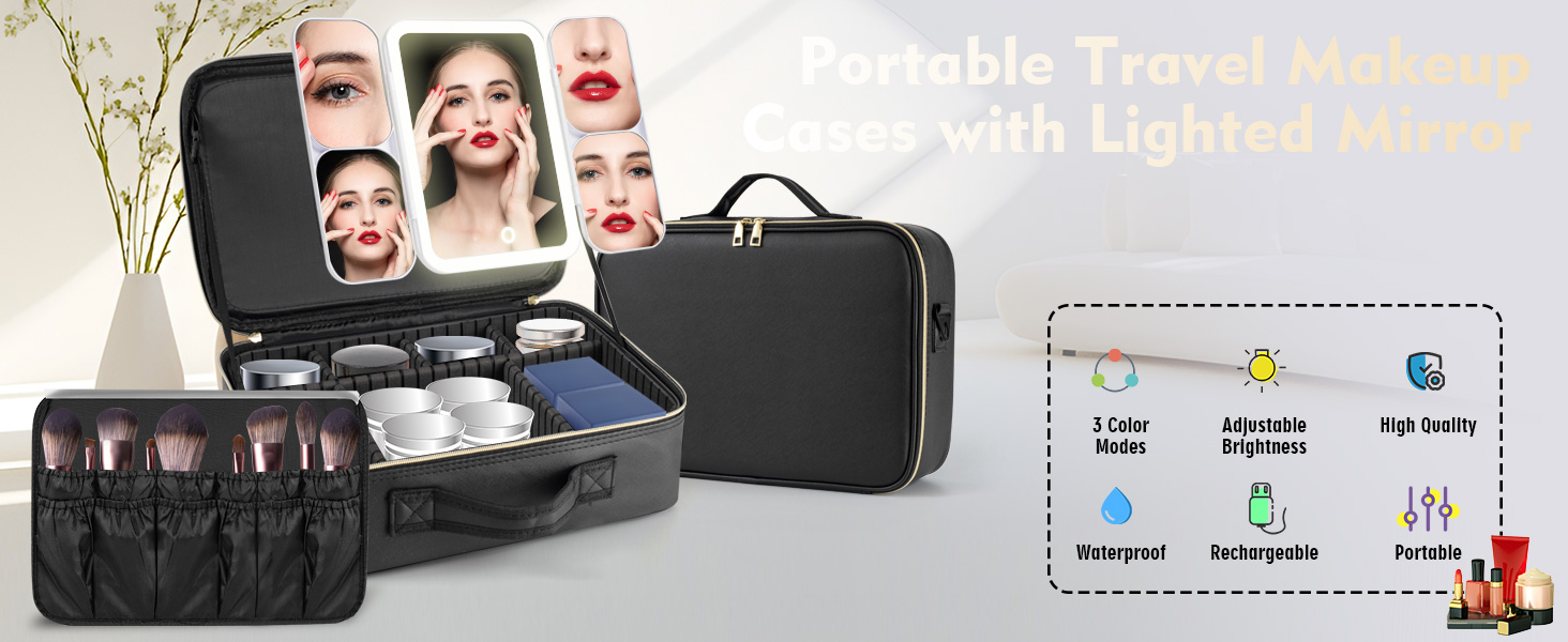 travel makeup bag with mirror