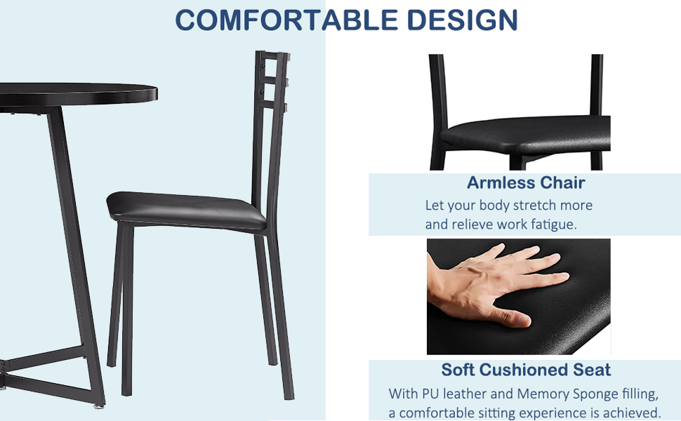 VECELO Round Dining Table with Wood Grain Tabletop and