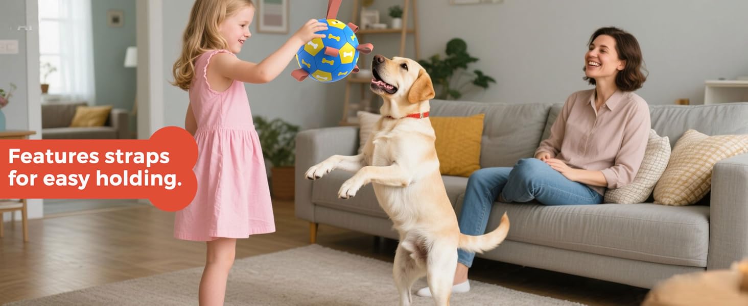 dog soccer ball with straps large medium small waterproof hold play dog toys