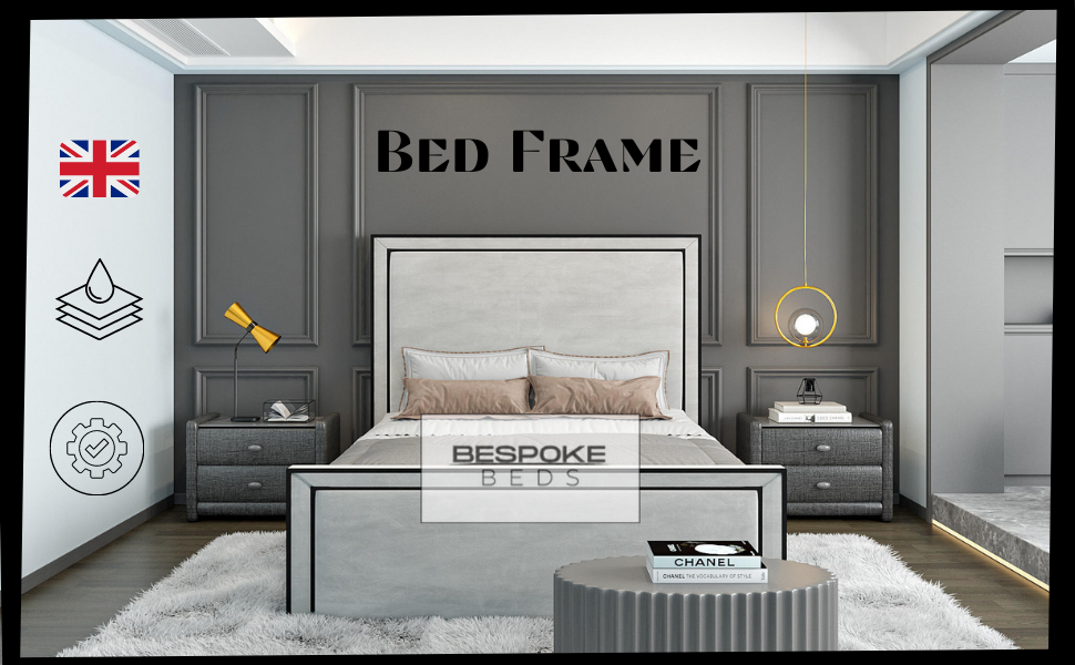BESPOKE BEDS Fabric Upholstered Bed Frame, Ottoman Storage Bed Frame