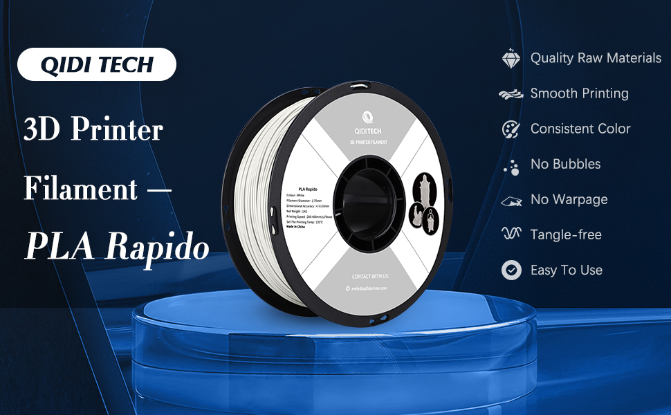 R QIDI TECHNOLOGY PLA Filament 1.75mm, 3D Printer Filament PLA Rapido