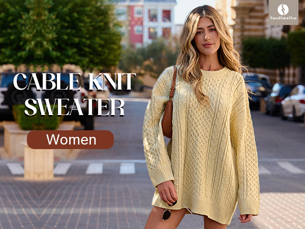 Saodimallsu Womens Oversized Sweaters Chunky Cable Knit