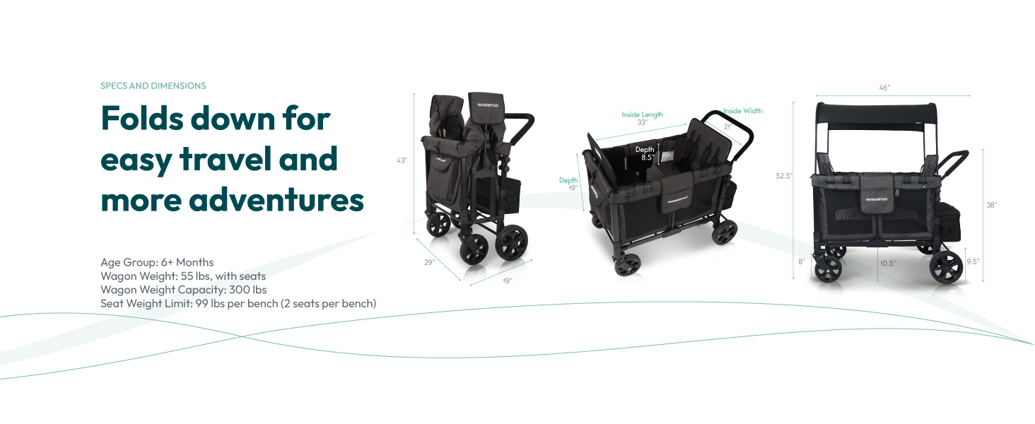 portable deluxe travel system multi child carrier durable canvas all wheel buggy tandem cart