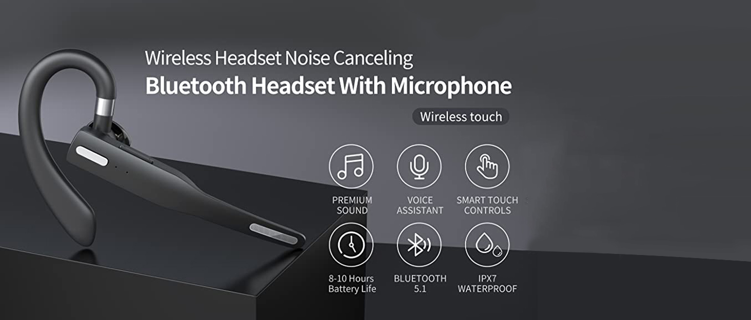 ELECDON Bluetooth Headset Handsfree Wireless Bluetooth Earpiece for