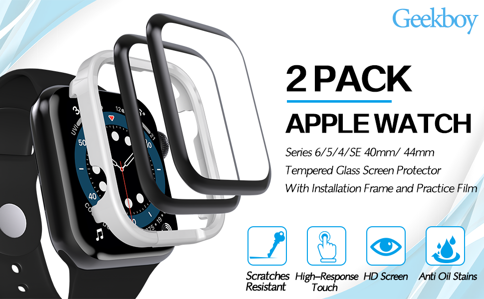 [2 Pack] Geekboy Tempered Glass Screen Protector for Apple