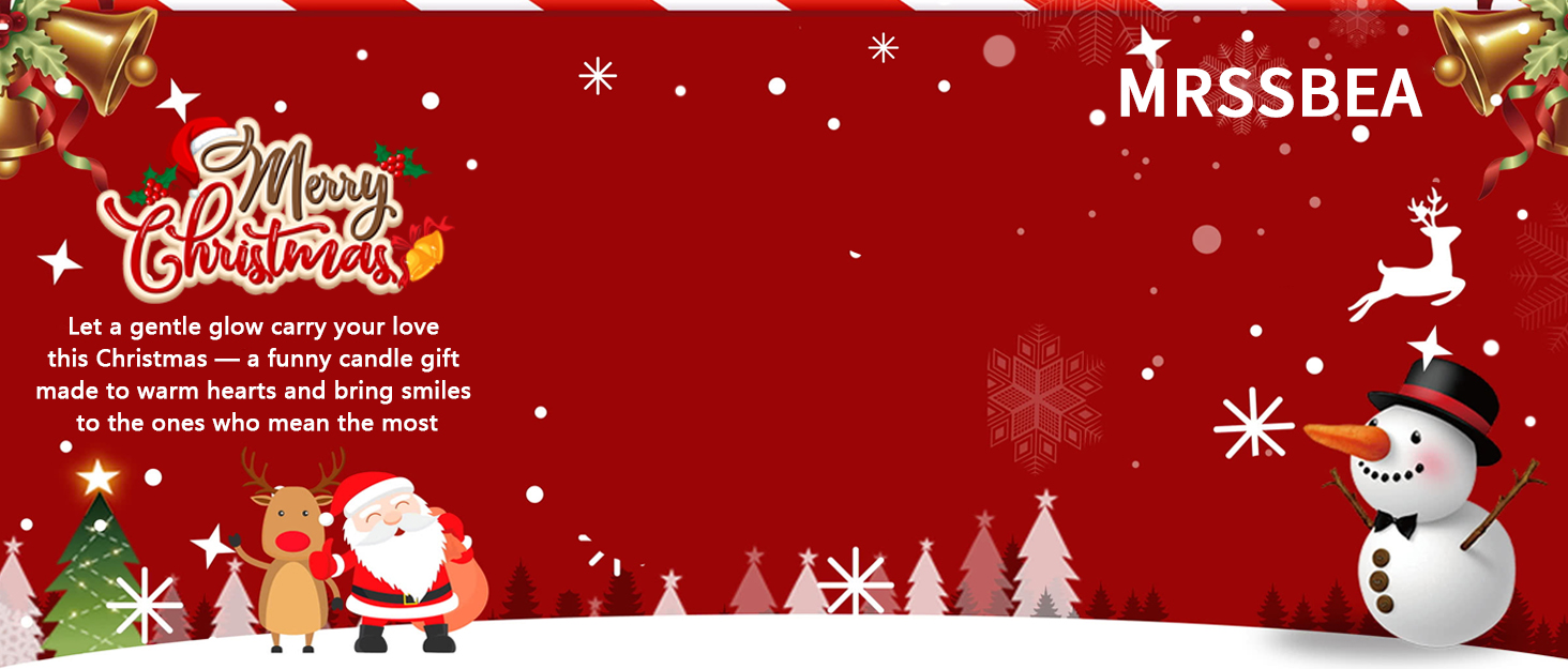 Text reads: 'RSSBEA'. Red Christmas-themed banner with Santa Claus and snowman illustrations against festive winter background with trees and snowflakes.