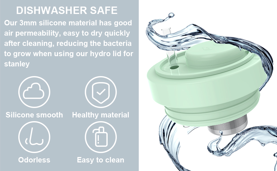 LGVOA 2 Pcs Cup Lid for Stanley Replacement, Stanley Leak Proof Lid with Pill Box + Coffee Funnel, Cup Lid Replacement for 40oz Stanley Quencher Accessories (Matcha Green) 15 Dishwasher safe, silicone material, easy to dry quickly.