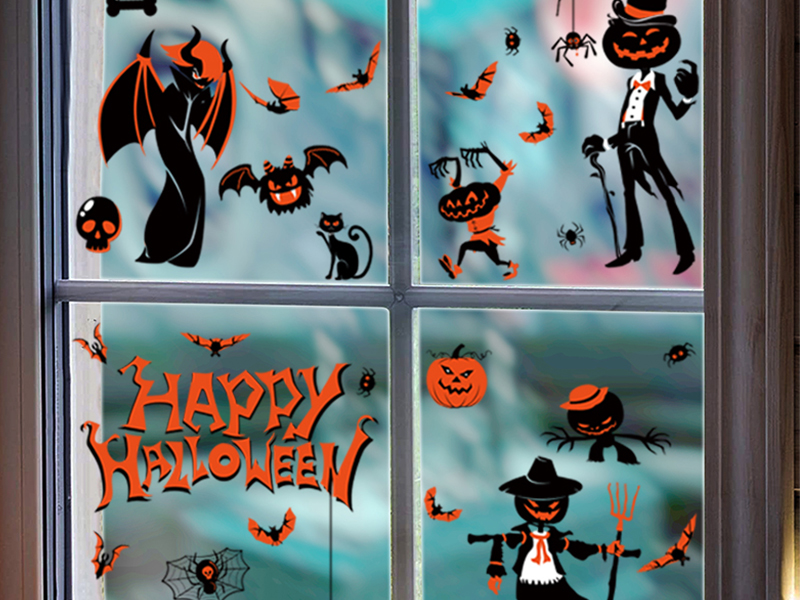 Nepfaivy Halloween Window Stickers Halloween Decorations 9 Sheets