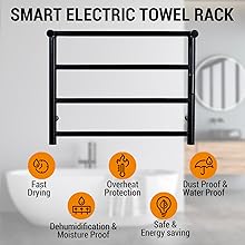 4 Tier Wall Mounted Bathroom Towel Warmer Rack