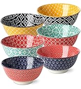 DOWAN Cereal Bowls Set of 6, 680 ml Soup Deep Bowls for Breakfast, Φ15.2 cm Dessert Bowls for Oat...