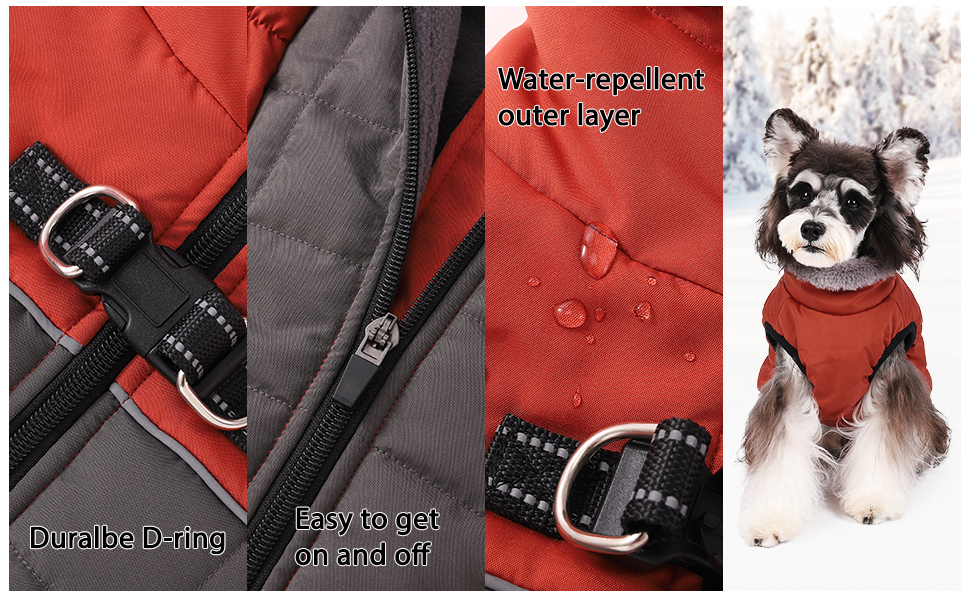 Norbi Dog Winter Coat, Warm Dog Coat Reflective Waterproof Turtleneck