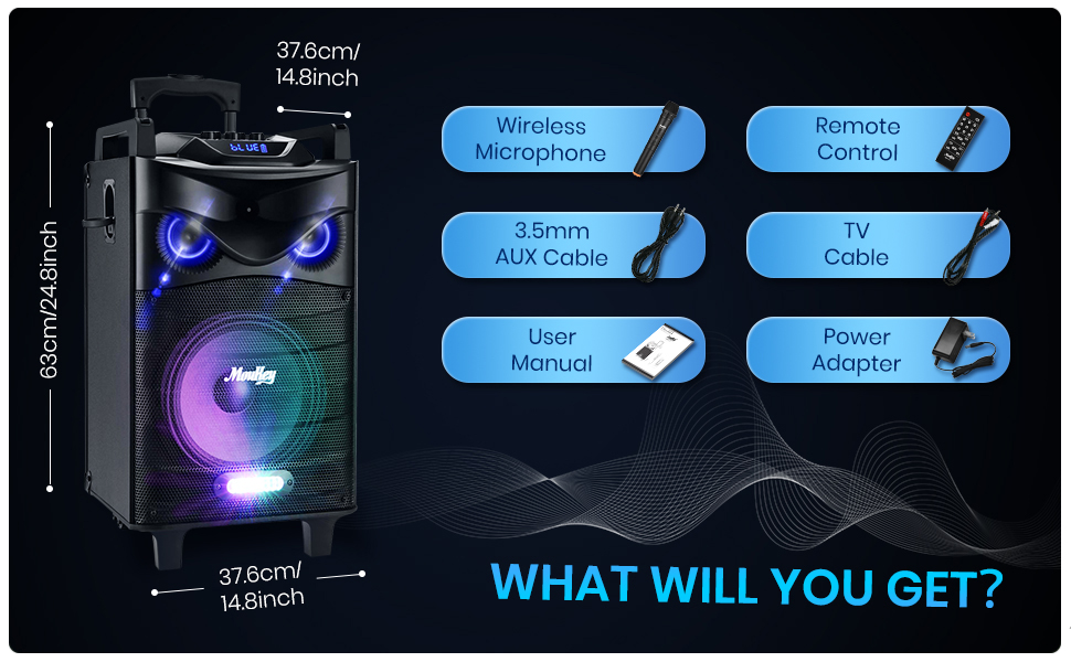 Moukey Karaoke Machine, Outdoor Speaker 10" Subwoofer PA