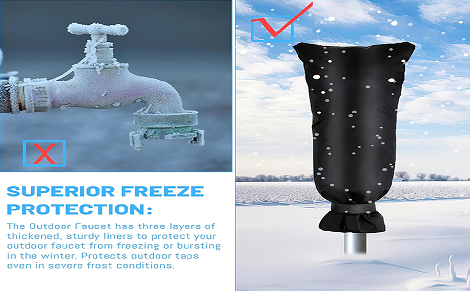 Outdoor Water Faucet Cover for Winter, 25" x 13" Outside