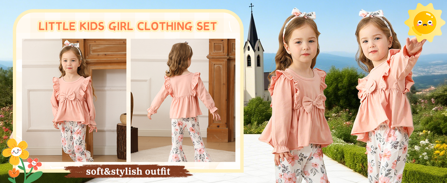 Clothing Toddler Outfit Ruffled Smocked Tops Baby Flare Pant Sets 3-6 Months Girl Clothes