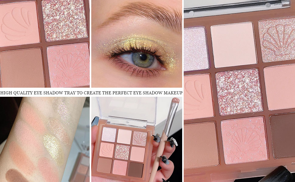 9Color Nude Champagne Gold Pink Colorful Eyeshadow Palette Makeup