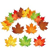 FYSUIMU 45Pcs Fall Leaves Cutouts Autumn Maple Leaf Paper Cutting with 100Pcs Glue Points for Par...