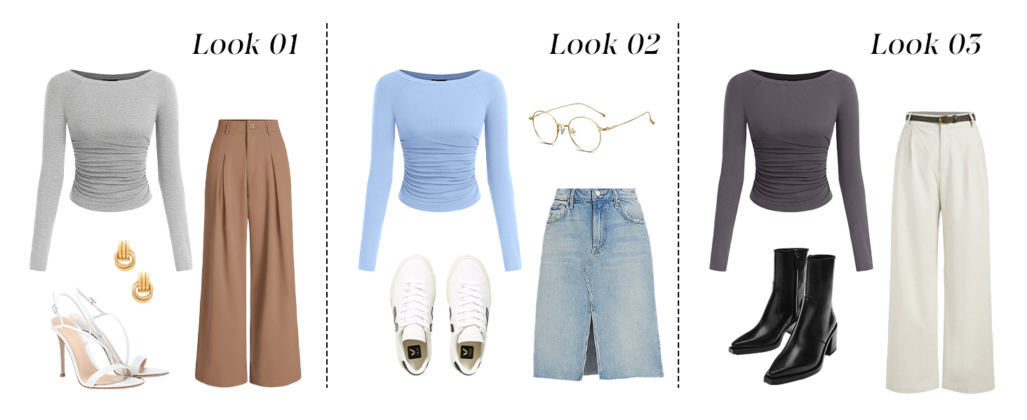 basic tops, shirts for women trendy, long sleeve fitted tops for women