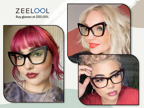 Zeelool Women's Stylish Cat Eye Glasses Frame with Non