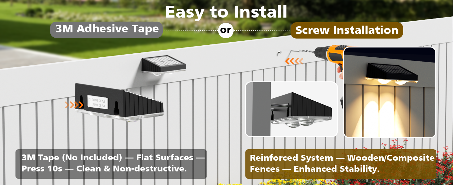 APONUO fence solar lights are easy to install.