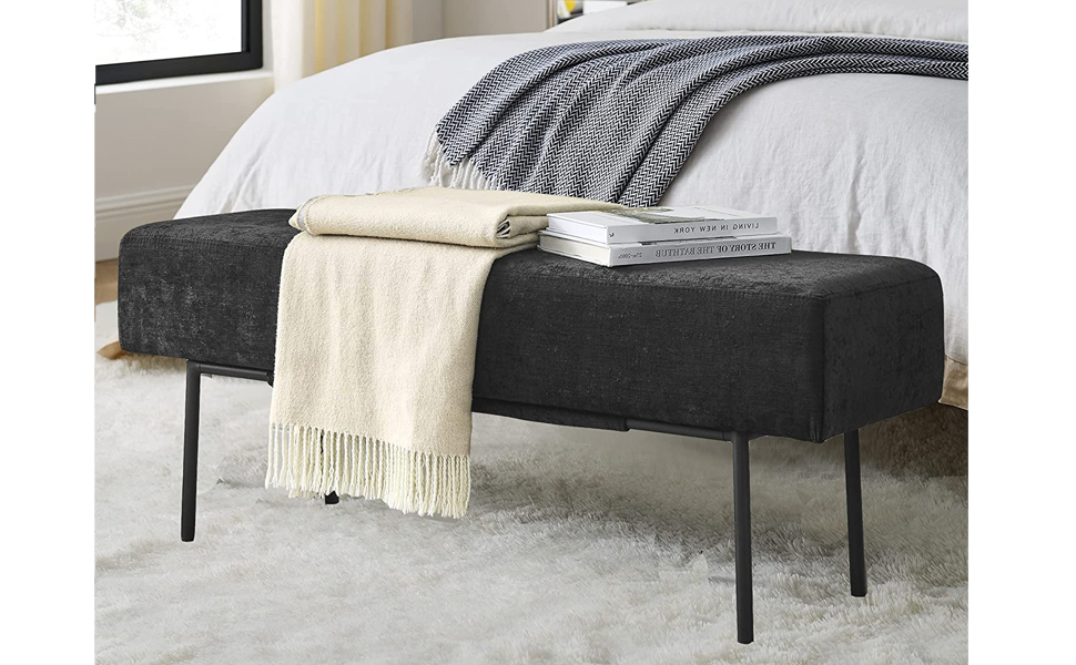 IAFIKE End of Bed Bench Bedroom Ottoman Bench set Modern Faux Fur Upholstered Long
