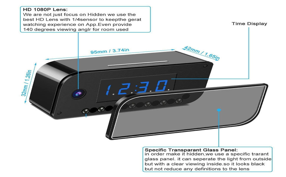 DEATTI 4K UHD Spy Hidden in WiFi Clock Hidden Camera