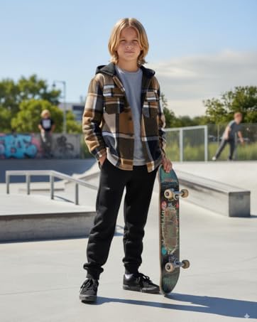 Boys Clothes Kids Clothes Fashion Hooded Sweatsuit Plaid Button Clothes for Boys Fall Boys Outfits