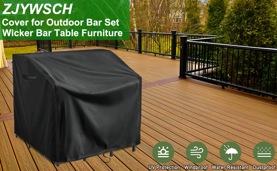 ZJYWSCH Cover for Patio Bar Set 41 Inch Waterproof 600D