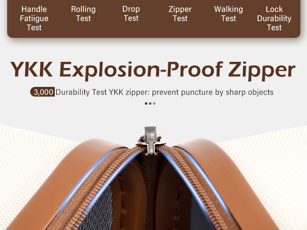 luggage with durable YKK zipper